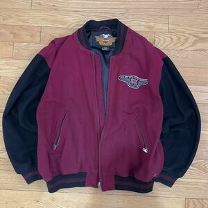 Harley-Davidson Men's Maroon and Black Bomber Jacket
